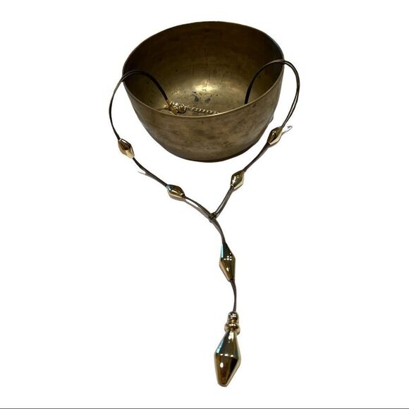 Chico's Jewelry - CHICO’S Women’s Long Y-Style With Cord & Chunky Gold Diamond Shapes Brown